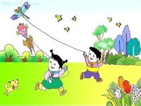 三个小孩放风筝的看图写话