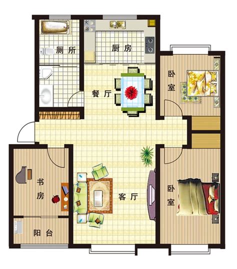 三室两厅一厨一卫设计图纸