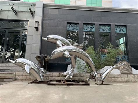 上海白钢海豚雕塑艺术摆件