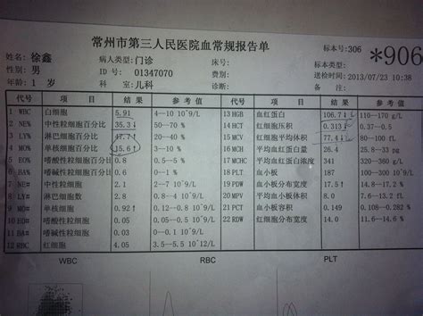 上海的化验单