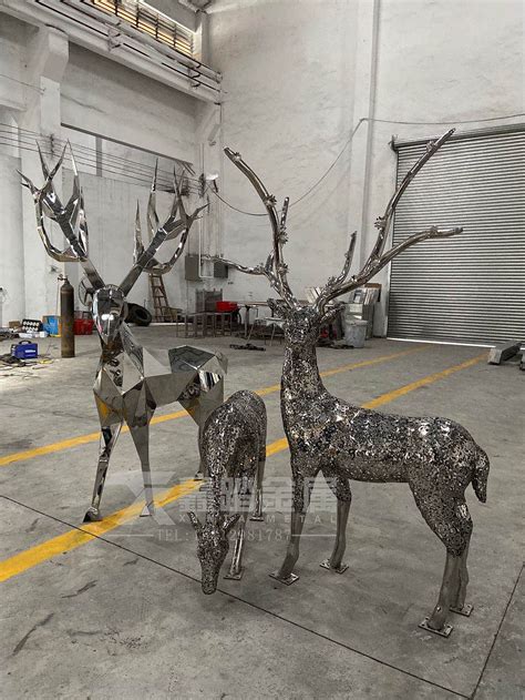 不锈钢抽象鹿雕塑定做