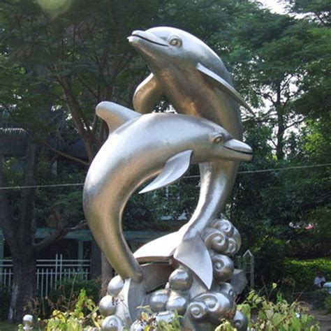 不锈钢海豚雕塑动物
