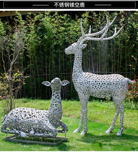不锈钢现代小鹿雕塑定做