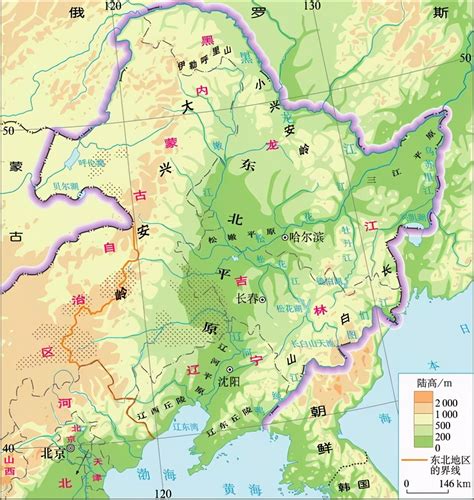 东北三省地形图
