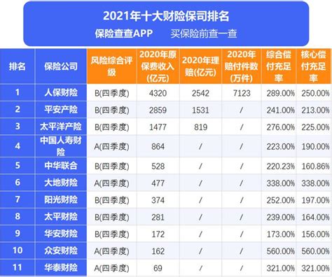 中国汽车保险公司排名前十名单