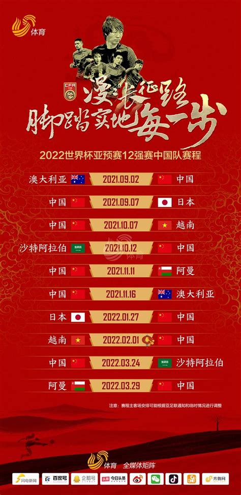 中国男子足球国家队赛程