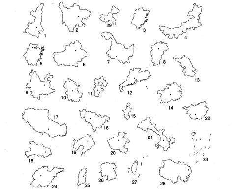 中国省份轮廓地图