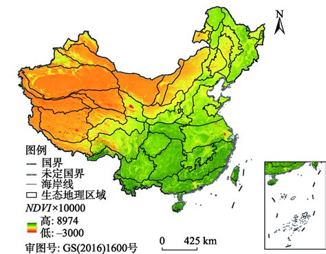 中国自然土地资源分布图