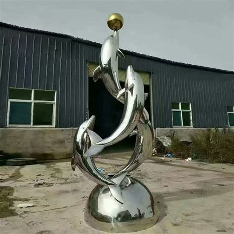 云南大型不锈钢海豚雕塑艺术摆件
