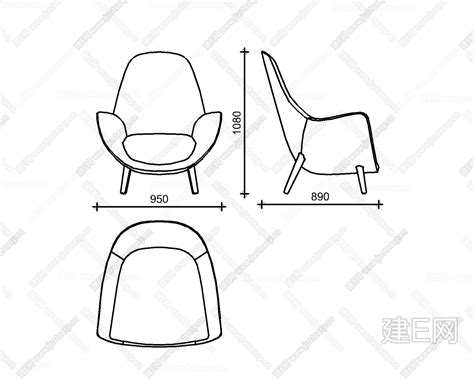 休闲椅设计三视图