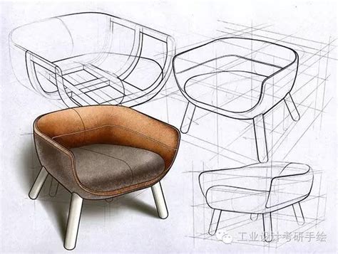 休闲椅设计手绘三视图