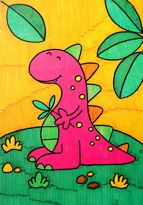 儿童画恐龙简单画法