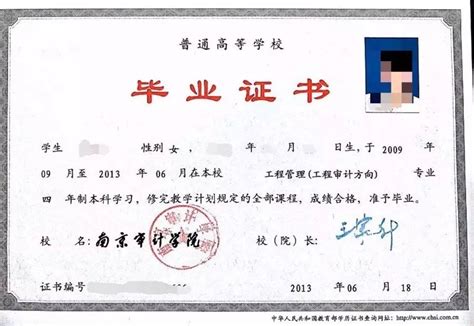 南京审计大学毕业证书图片