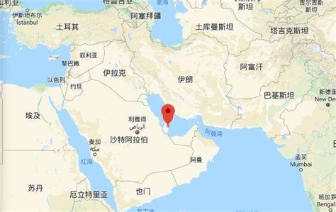 卡塔尔在地图上的位置图