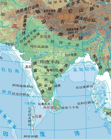 印度河流地图中文版放大图