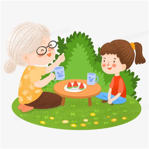 孙女给奶奶摆桌子