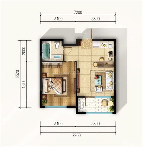 实用面积40平米两室一厅简装图