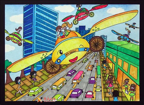 小学生画未来交通工具的图片
