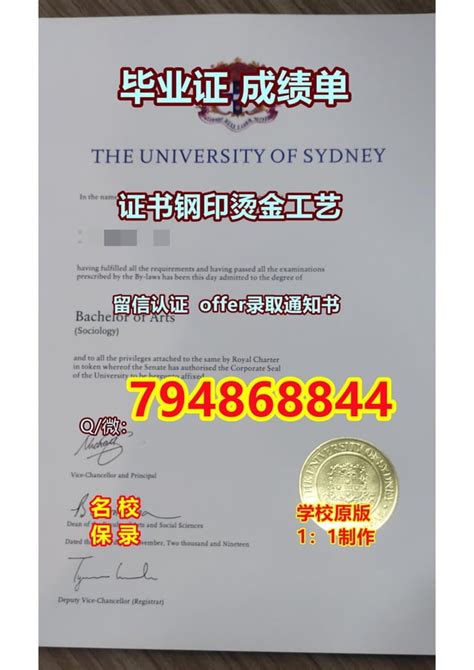 悉尼大学研究生毕业证原件