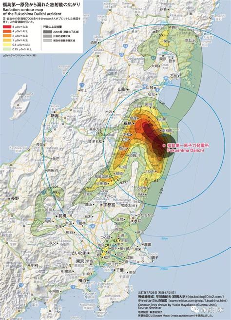 日本福岛核辐射范围图