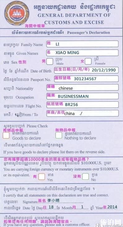 柬埔寨签证流程图