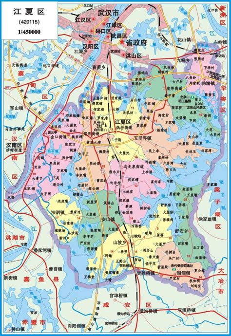 武汉江夏区区域地图