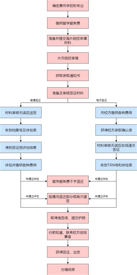 江苏出国留学签证办理流程图