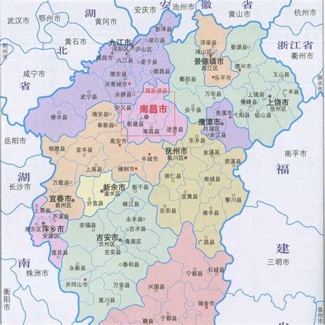 江西周围省份地图