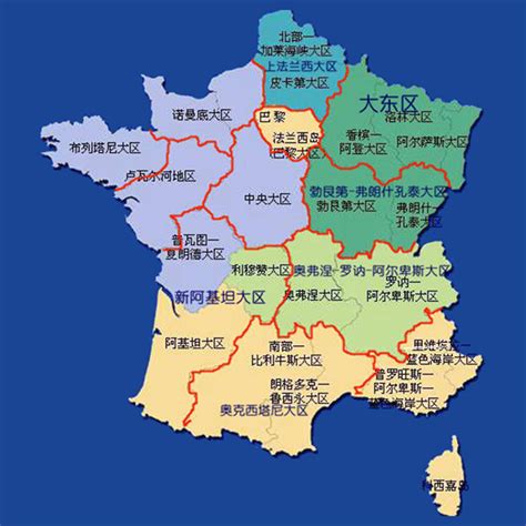 法国行政区划图