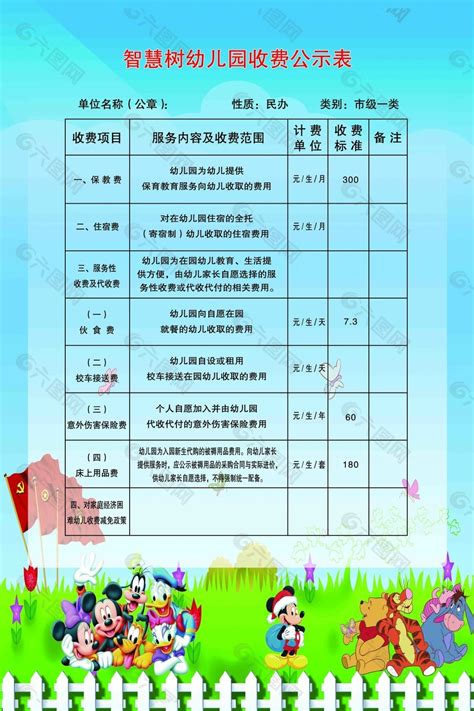 济南市幼儿园收费退费标准公示