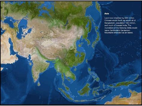 海平面上升66米后的世界地图