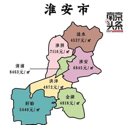 淮安区域划分分布图