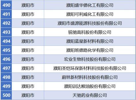 濮阳市上市企业名单