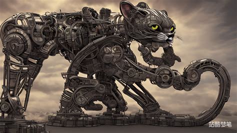 科幻猫雕塑