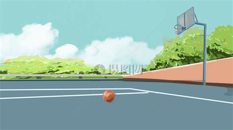 篮球场画画素材