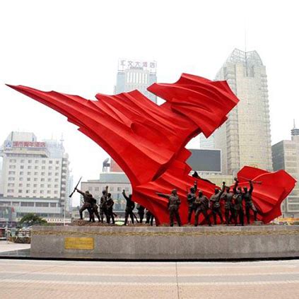 红色革命不锈钢雕塑图片