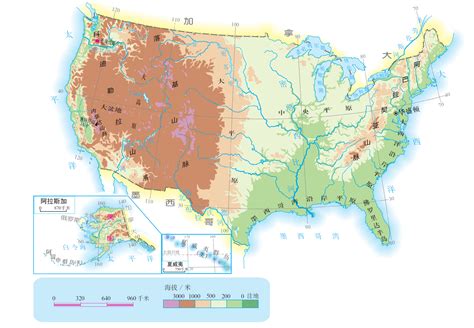美国主要河流地图