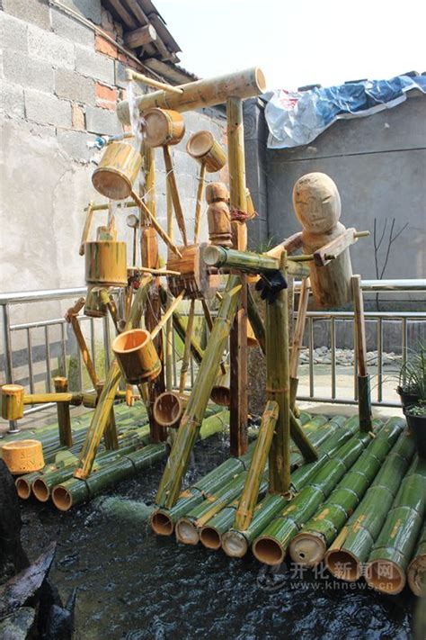 自制竹子水车水循环