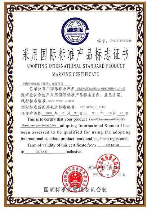 自动化行业国际认证证书