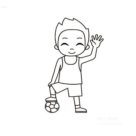 踢着足球的小男孩简笔画