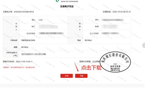 重庆农村商业银行转账电子回单