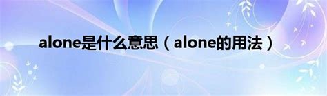 alone 是什么意思中文