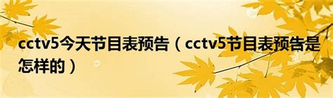 cctv5今天节目表