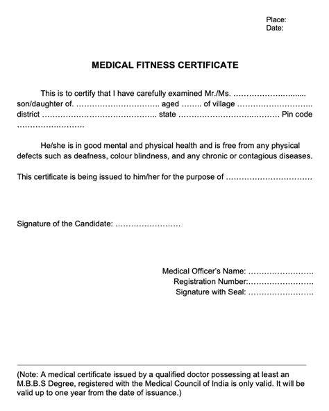 fitness certificate